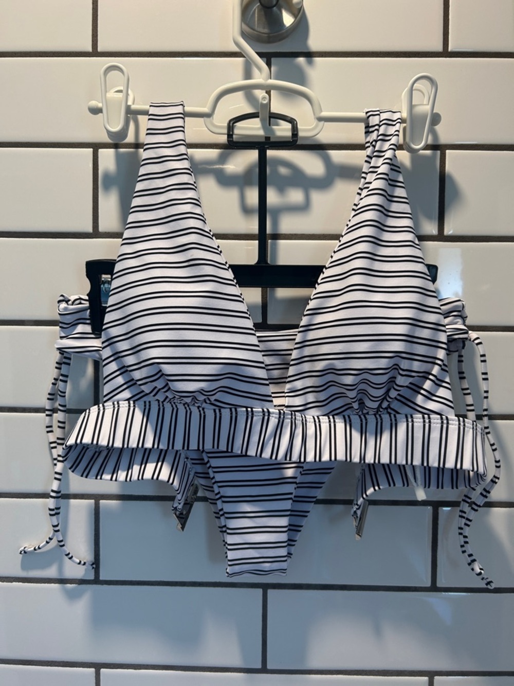 Cupshe Black and White Striped Bikini Set